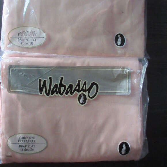 Vintage Wabasso Double Size Flat Sheet & Double Size Fitted Sheet New in Package - Picture 2 of 3